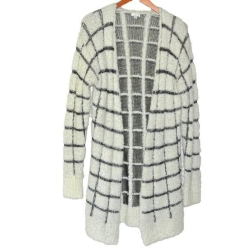 BP Long Open Front Cardigan Checked‎ S